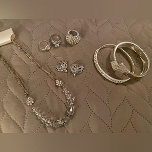 Silver costume jewelry set